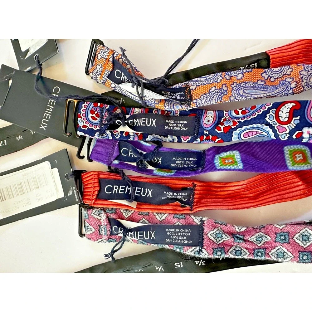 Cremieux Bow Tie 100% Silk Geometric Paisley Lot 4 Pink Purple Orange NEW